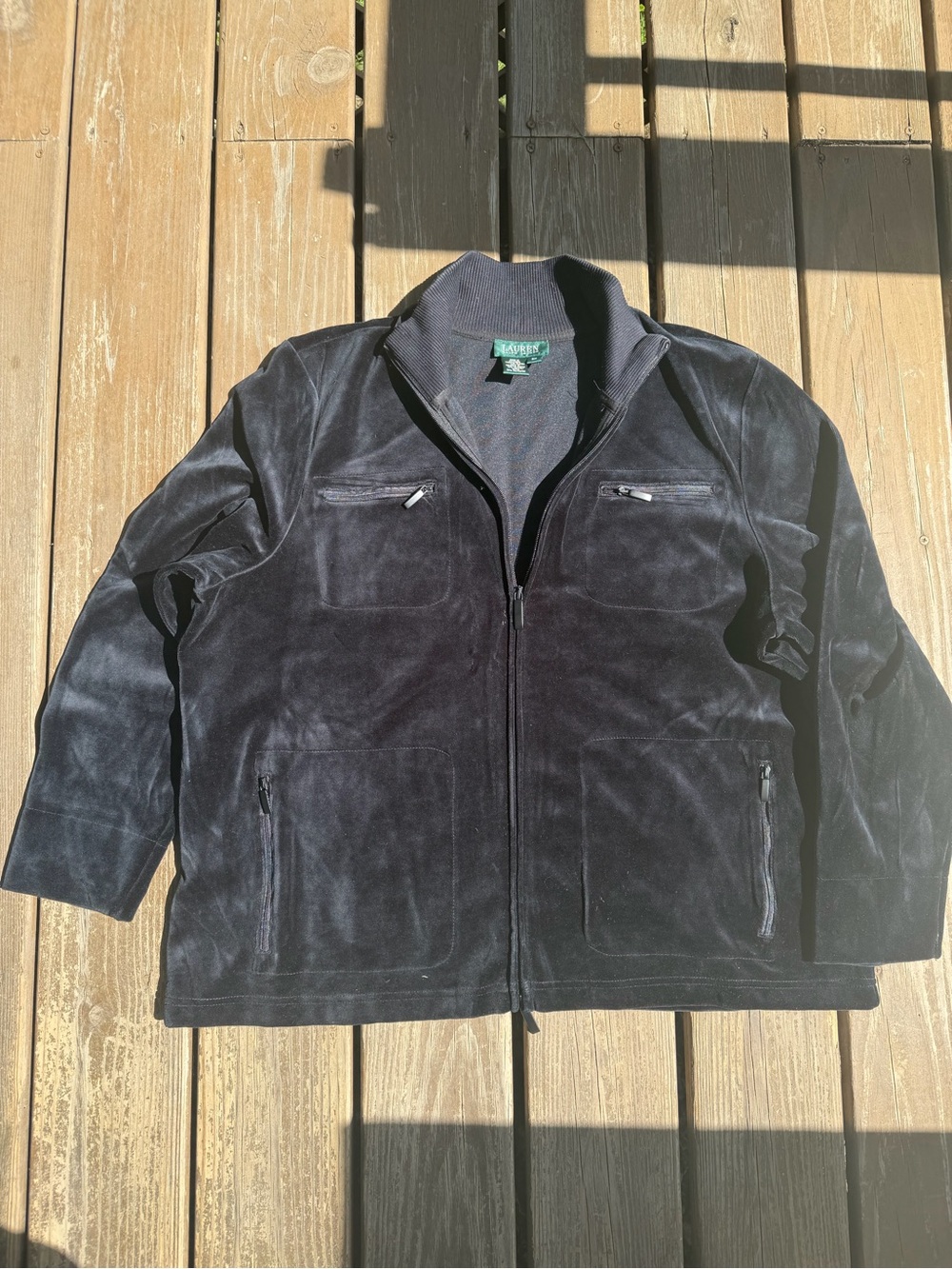 Lauren Ralph Lauren Black Velvet Zip Jacket